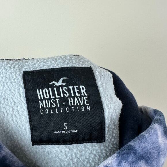 Hollister Tie Dye Pullover Hoodie Blue White Spellout Logo Womens S Athleisure - Picture 6 of 6